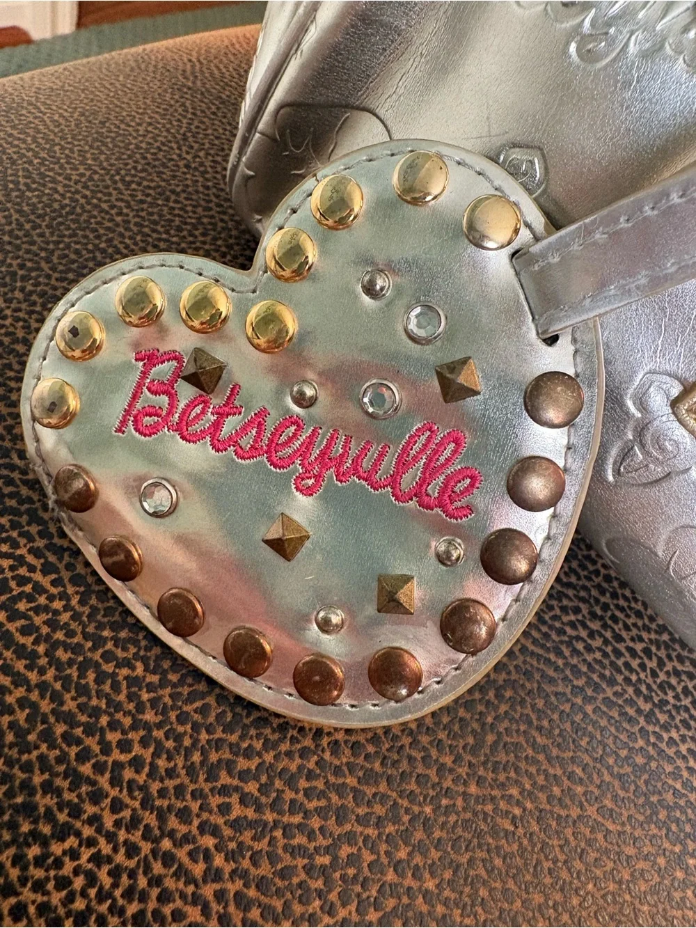Betsey Johnson Silver Metallic Barrel Mini Bag with Gold Hardware